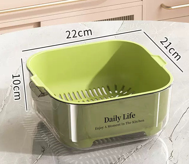 Double layer fruit and vegetable washing basket