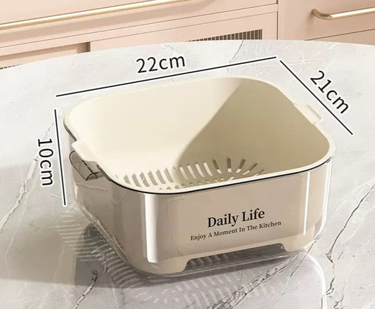 Double layer fruit and vegetable washing basket