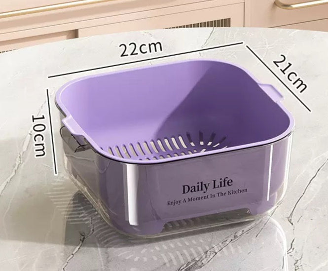 Double layer fruit and vegetable washing basket