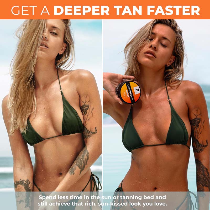 Shine Brown Tan Accelerator Cream Outdoor Sun or Indoor Tanning Oil or Tanning Bed Lotion