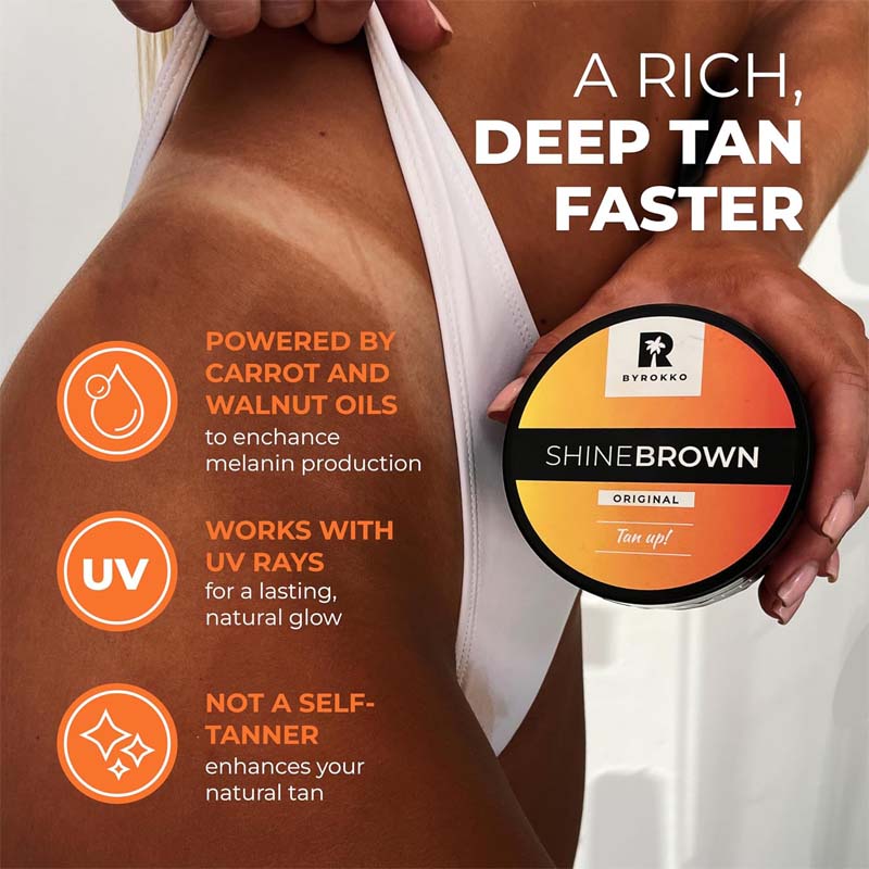 Shine Brown Tan Accelerator Cream Outdoor Sun or Indoor Tanning Oil or Tanning Bed Lotion