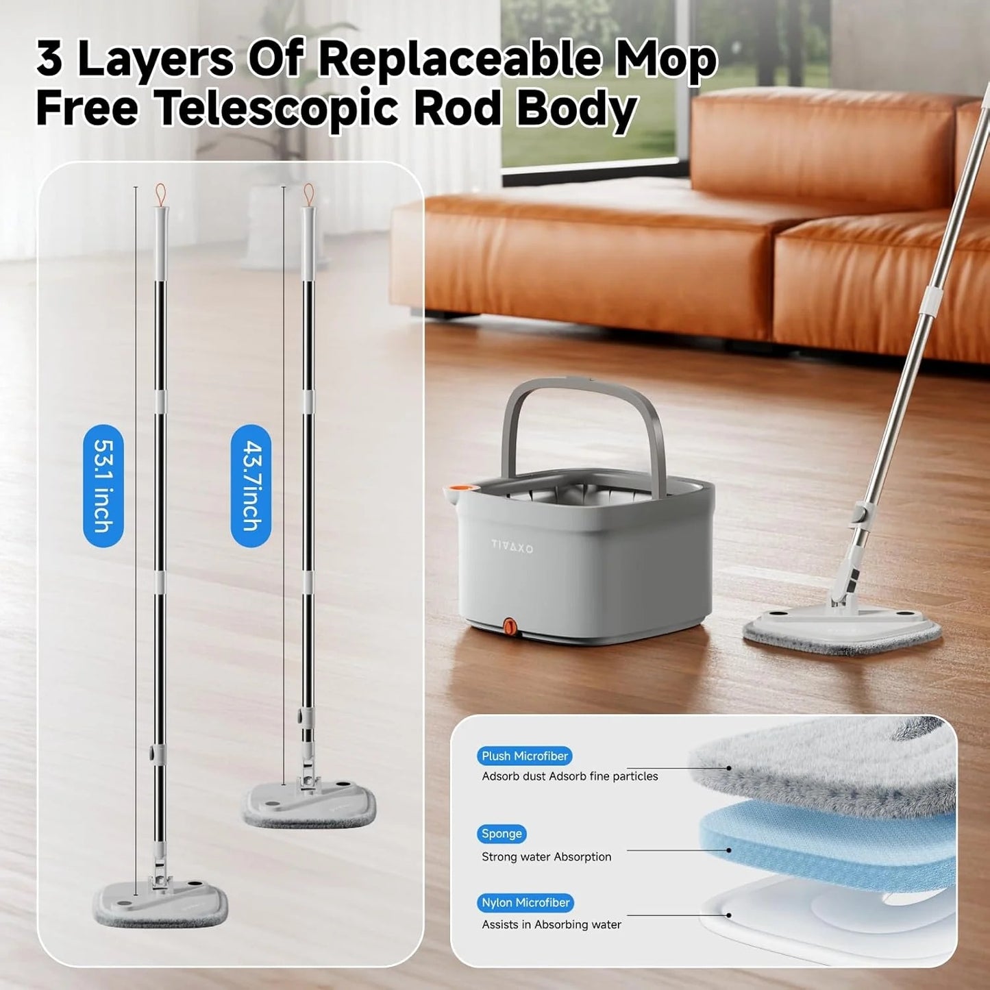 ?Big Promotion 49% OFF?Self Wash Spin Mop Spinner Flat 360 Rotating Cleaner With Turbo Flushing Bucket