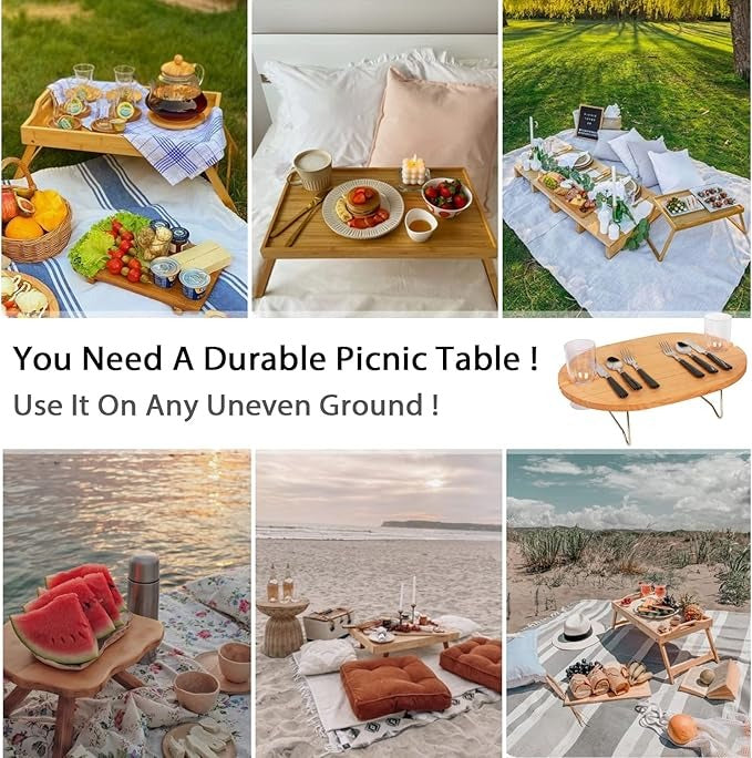 ?Limited Time 50% OFF?Hap tim insulated wicker picnic basket with foldable wine table and tableware service set