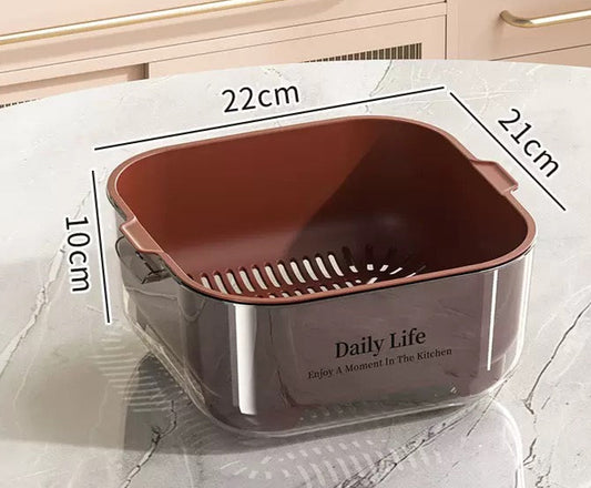 Double layer fruit and vegetable washing basket